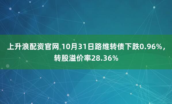 上升浪配资官网 10月31日路维转债下跌0.96%，转股溢价率28.36%