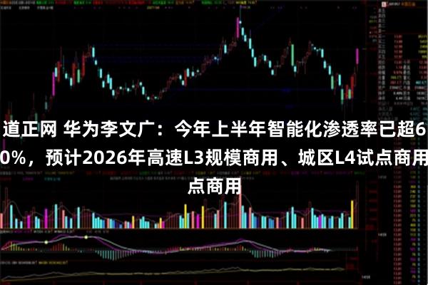 道正网 华为李文广：今年上半年智能化渗透率已超60%，预计2026年高速L3规模商用、城区L4试点商用