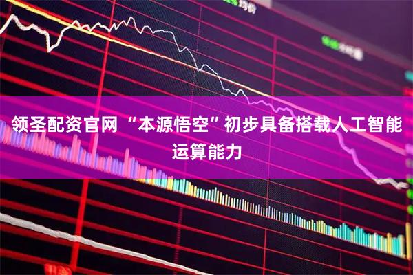 领圣配资官网 “本源悟空”初步具备搭载人工智能运算能力